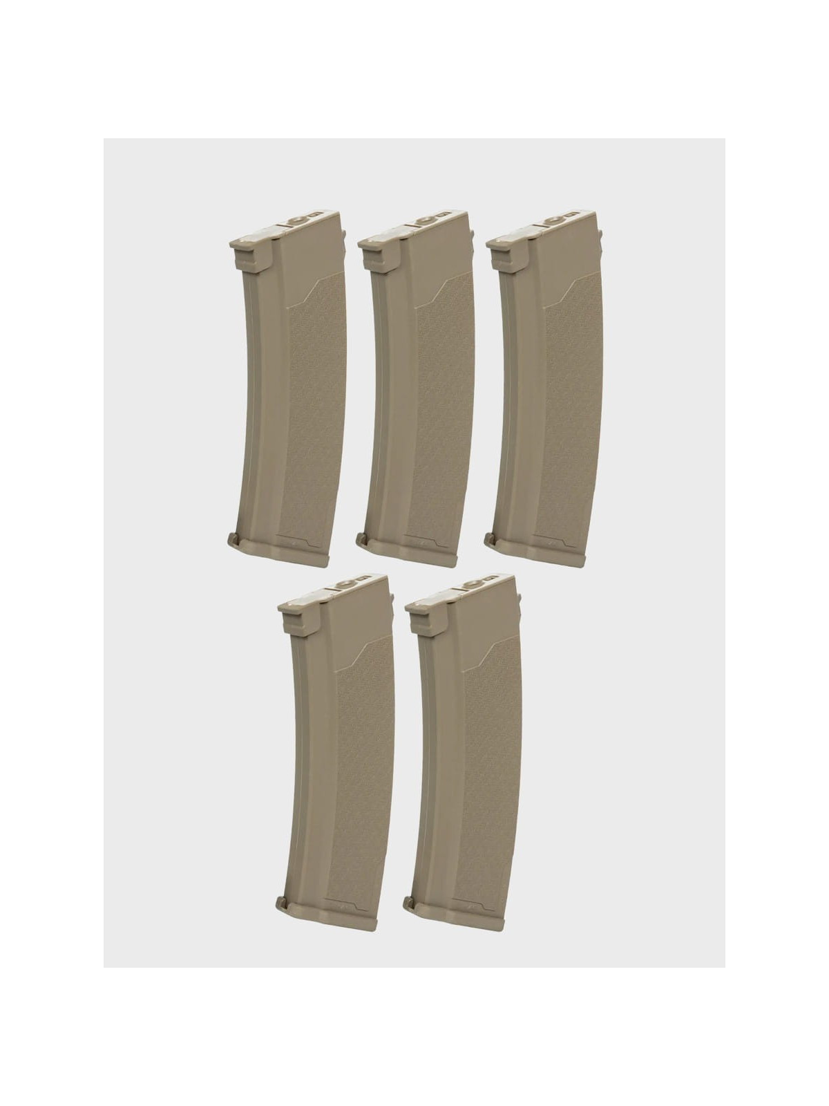 SPECNA ARMS Zestaw 5 magazynków ASG S-Mag Hi-Cap do replik serii J pojemność 380 kulek Tan
