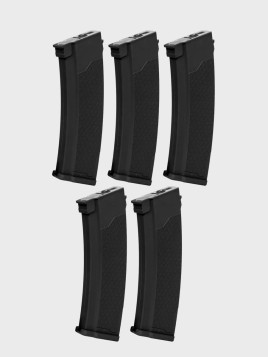 SPECNA ARMS Zestaw 5 magazynków ASG S-Mag Hi-Cap do replik serii J pojemność 380 kulek Czarny