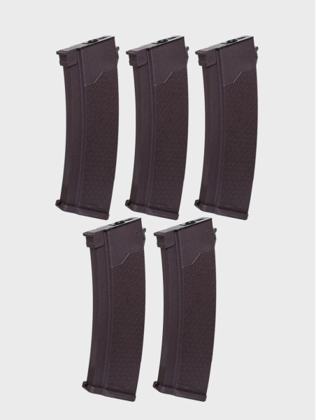 SPECNA ARMS Zestaw 5 magazynków ASG S-Mag Hi-Cap do replik serii J pojemność 380 kulek śliwkowy