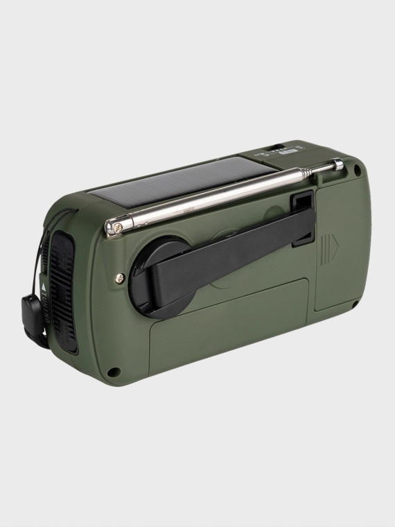 FOSCO INDUSTRIES Radio turystyczne solarne awaryjne korbka powerbank SW1/SW2/FM/AM Oliwkowe