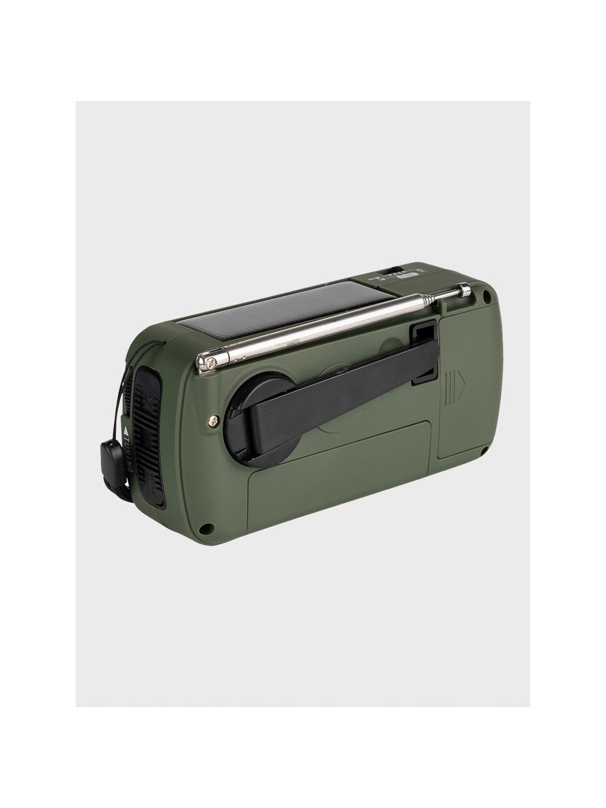 FOSCO INDUSTRIES Radio turystyczne solarne awaryjne korbka powerbank SW1/SW2/FM/AM Oliwkowe