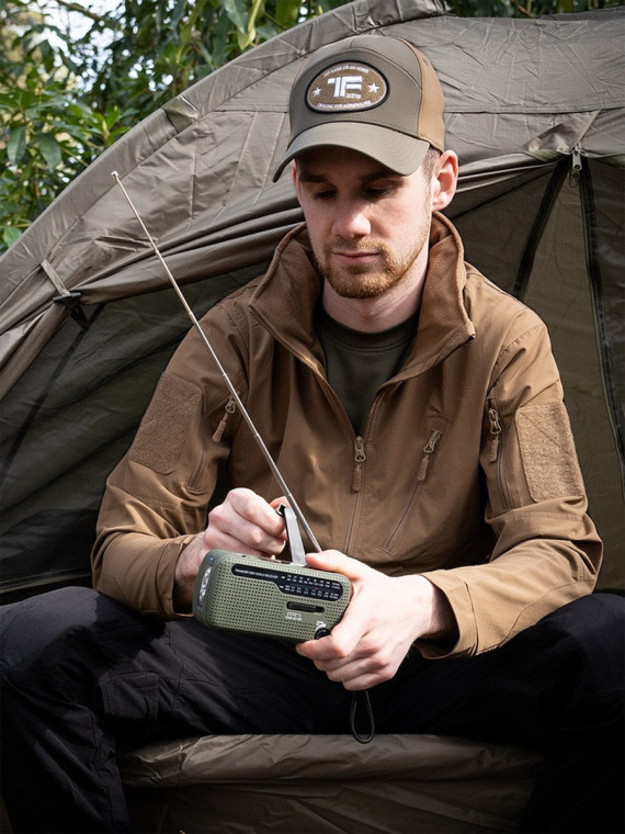 FOSCO INDUSTRIES Radio turystyczne solarne awaryjne korbka powerbank SW1/SW2/FM/AM Oliwkowe