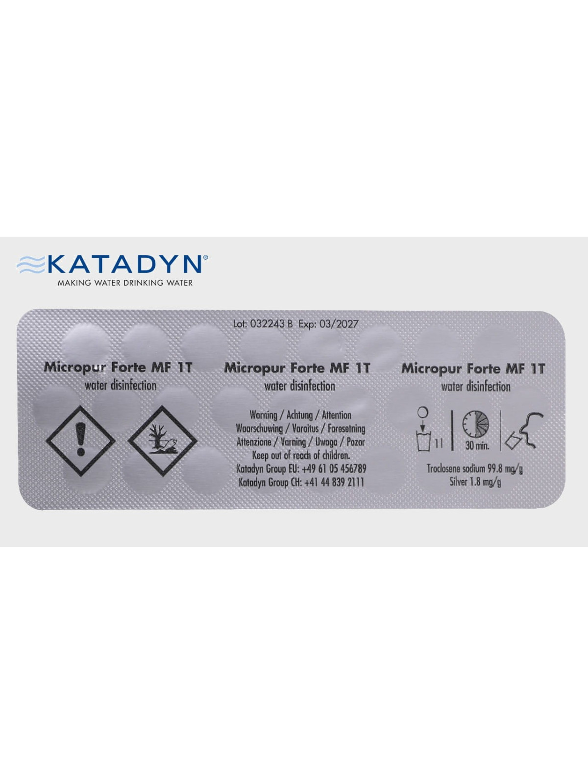 KATADYN TABLETKI DO UZDATNIANIA ODKAŻANIA WODY MICROPUR FORTE MF1 25 TABLETEK