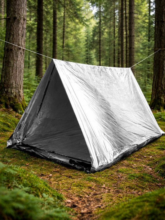 FOSCO INDUSTRIES Namiot Ratunkowy Termiczny Awaryjny Emergency Tent Koc Folia NRC srebrny