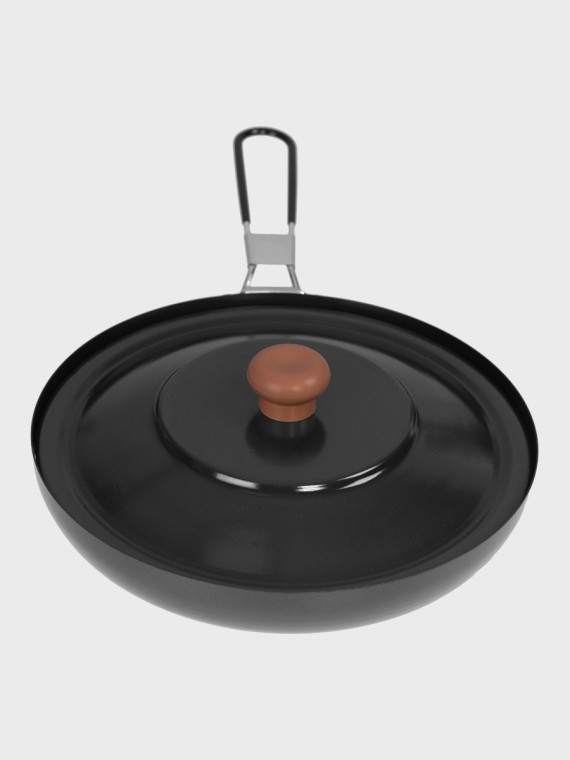 FOX OUTDOOR PATELNIA TURYSTYCZNA Z POKRYWKĄ I SKŁADANYM UCHWYTEM 24CM STAL