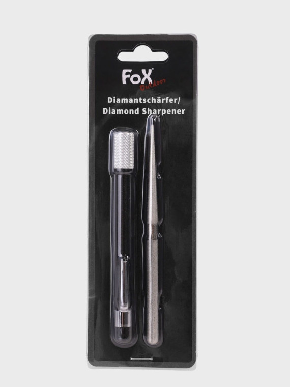 FOX OUTDOOR Ostrzałka osełka diamentowa składana z klipsem czarna