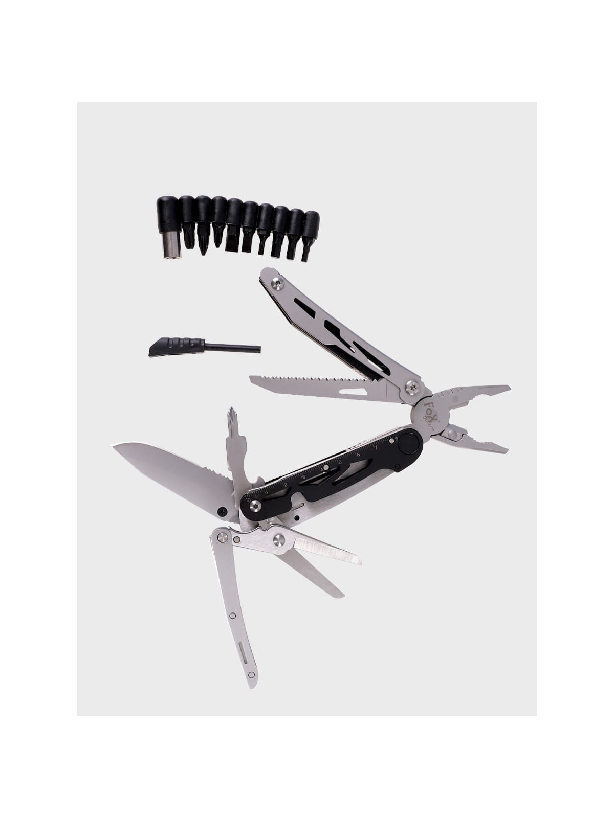 FOX OUTDOOR Multitool narzędzie wielofunkcyjne multitool zestaw z nożyczkami bitami etui