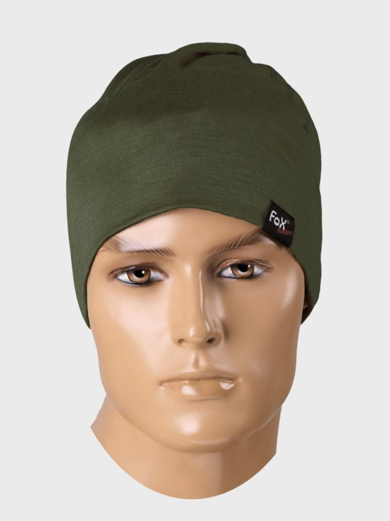 FOX OUTDOOR CZAPKA ZIMOWA WEŁNA MERINO TERMOAKTYWNA OLIWKOWA