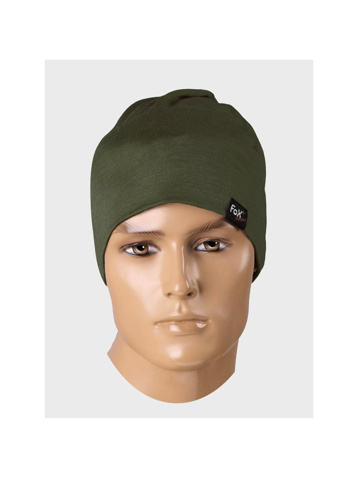 FOX OUTDOOR CZAPKA ZIMOWA WEŁNA MERINO TERMOAKTYWNA OLIWKOWA