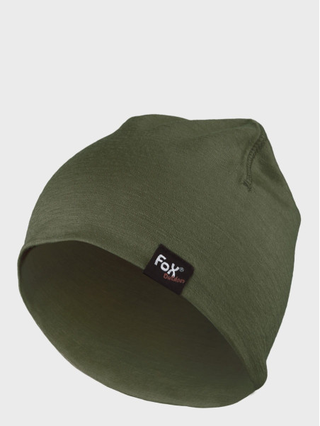 FOX OUTDOOR CZAPKA ZIMOWA WEŁNA MERINO TERMOAKTYWNA OLIWKOWA