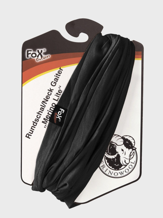 FOX OUTDOOR KOMIN CHUSTA WIELOFUNKCYJNA MERINO LITE CZARNY