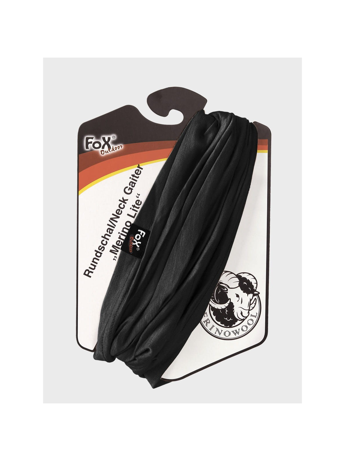FOX OUTDOOR KOMIN CHUSTA WIELOFUNKCYJNA MERINO LITE CZARNY