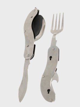 FOX OUTDOOR NIEZBĘDNIK SKŁADANY NÓŻ ŁYŻKA WIDELEC OTWIERACZ 4W1