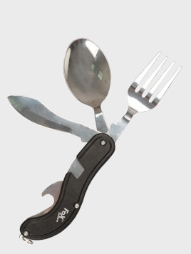 FOX OUTDOOR NIEZBĘDNIK SKŁADANY NÓŻ ŁYŻKA WIDELEC OTWIERACZ 4W1