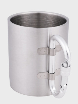 FOX OUTDOOR KUBEK TERMICZNY STALOWY 300ML Z KARABIŃCZYKIEM 