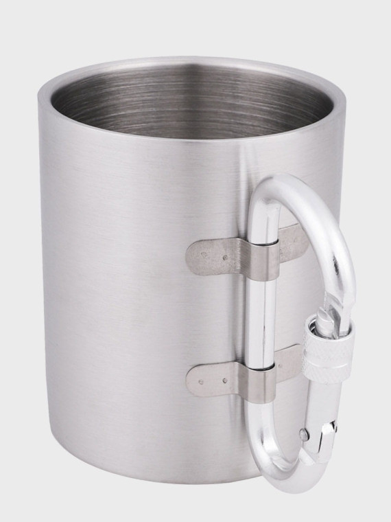 FOX OUTDOOR KUBEK TERMICZNY STALOWY 300ML Z KARABIŃCZYKIEM 