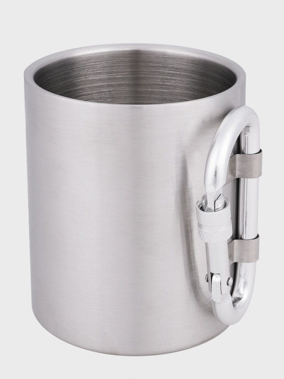 FOX OUTDOOR KUBEK TERMICZNY STALOWY 300ML Z KARABIŃCZYKIEM 