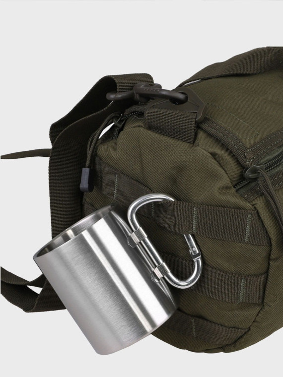 FOX OUTDOOR KUBEK TERMICZNY STALOWY 300ML Z KARABIŃCZYKIEM 