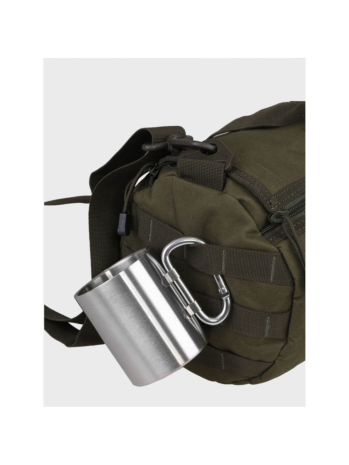 FOX OUTDOOR KUBEK TERMICZNY STALOWY 300ML Z KARABIŃCZYKIEM 