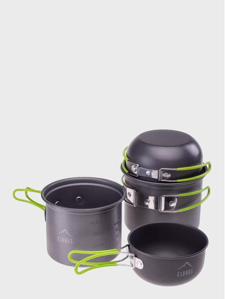ELBRUS Zestaw Naczyń Turystycznych Hike Pro Cook Set Szaro-zielony