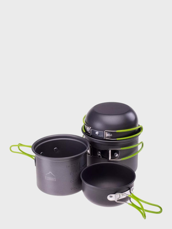 ELBRUS Zestaw Naczyń Turystycznych Hike Pro Cook Set Szaro-zielony