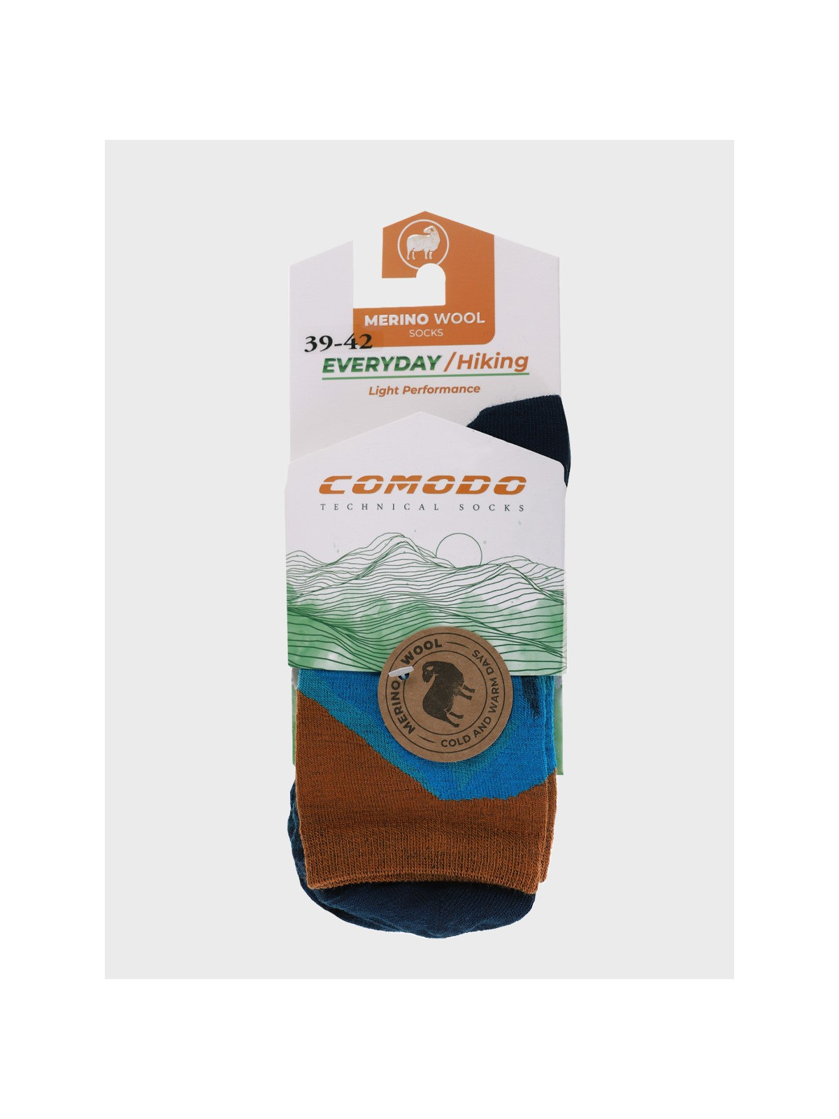 COMODO Skarpety Oddychające Wełniane Turystyczne 70% Wełna Merino Letnie w Góry Denim 43-46
