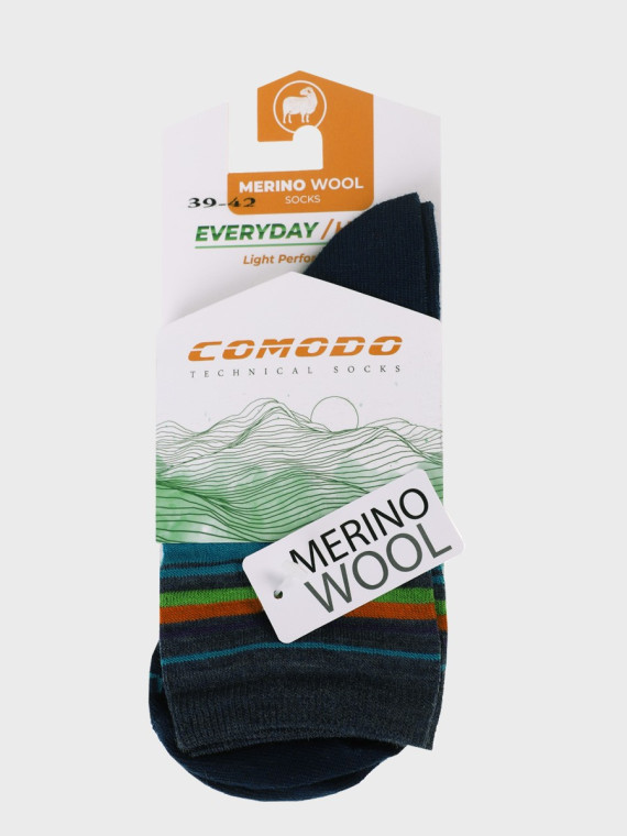 COMODO Skarpety Oddychające Wełniane Turystyczne 70% Wełna Merino Letnie Denim 43-46