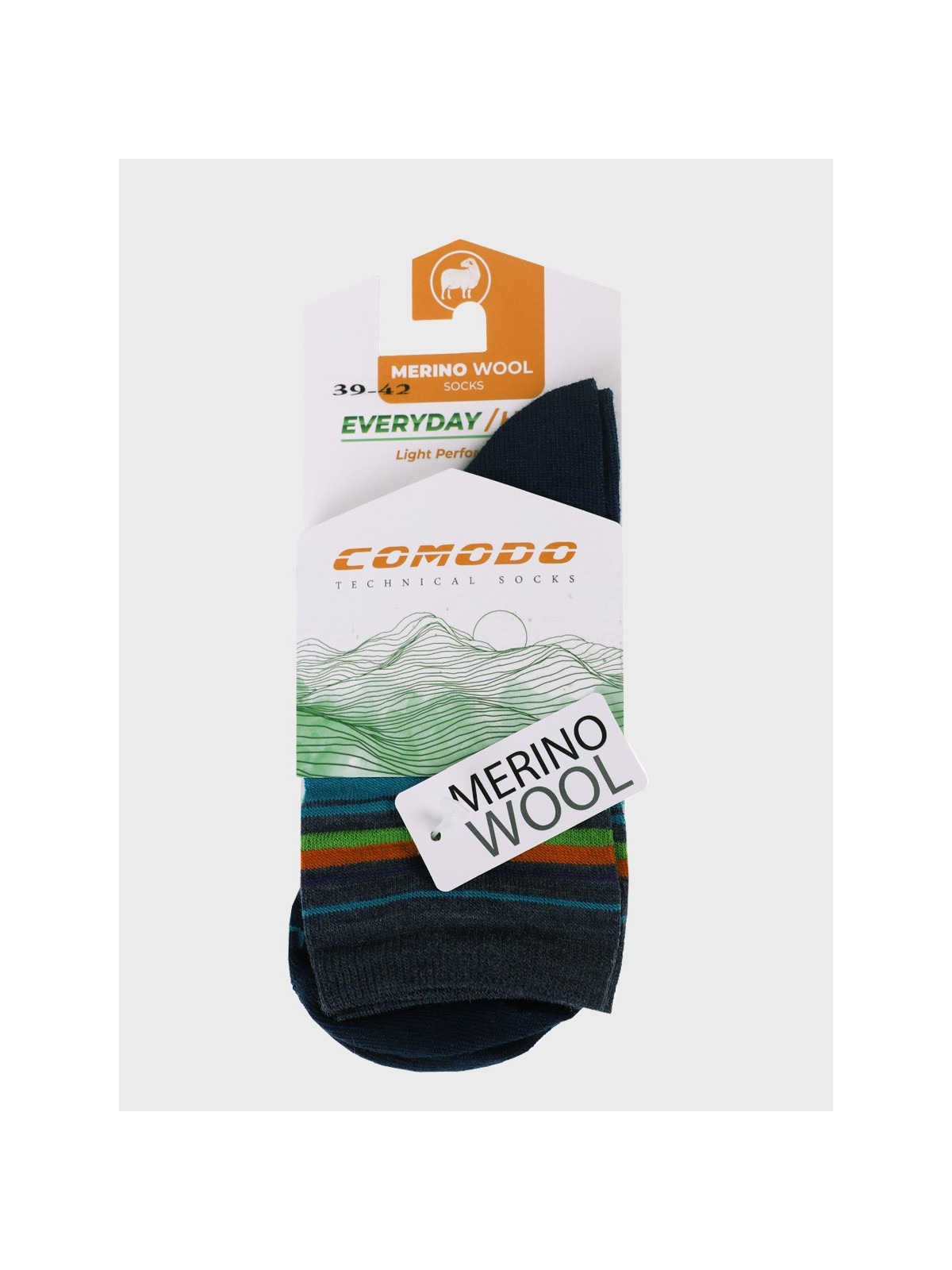 COMODO Skarpety Oddychające Wełniane Turystyczne 70% Wełna Merino Letnie Denim 43-46
