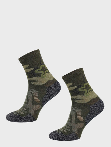 COMODO Skarpety Oddychające Wełniane Turystyczne 70% Wełna Merino Letnie Khaki 35-38