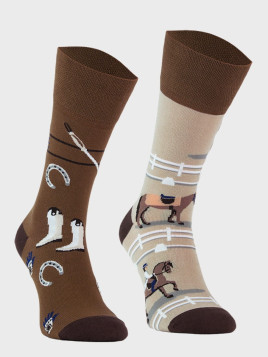 COMODO SKARPETY MĘSKIE DAMSKIE FUNNY SOCKS SM1/46 MOTYW JEŹDZIECTWO 43-46