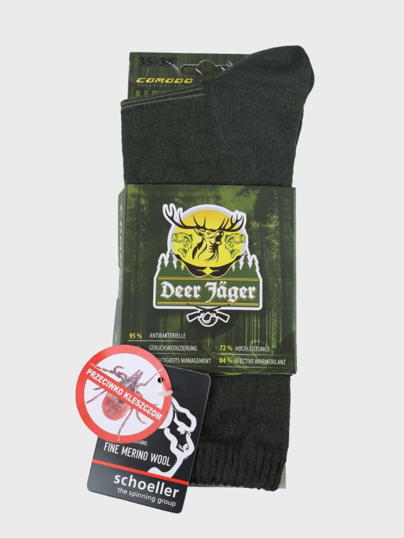 COMODO Skarpety myśliwskie trekkingowe Anty kleszczowe Merino SMP1 Khaki 43-46