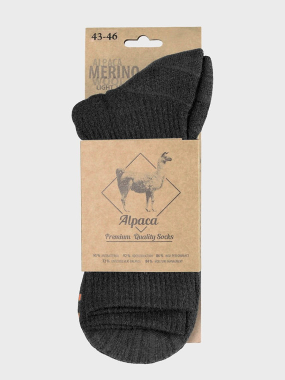 COMODO Skarpety LIGHT HIKER Wełna Merino + Alpaka Grafit 43-46