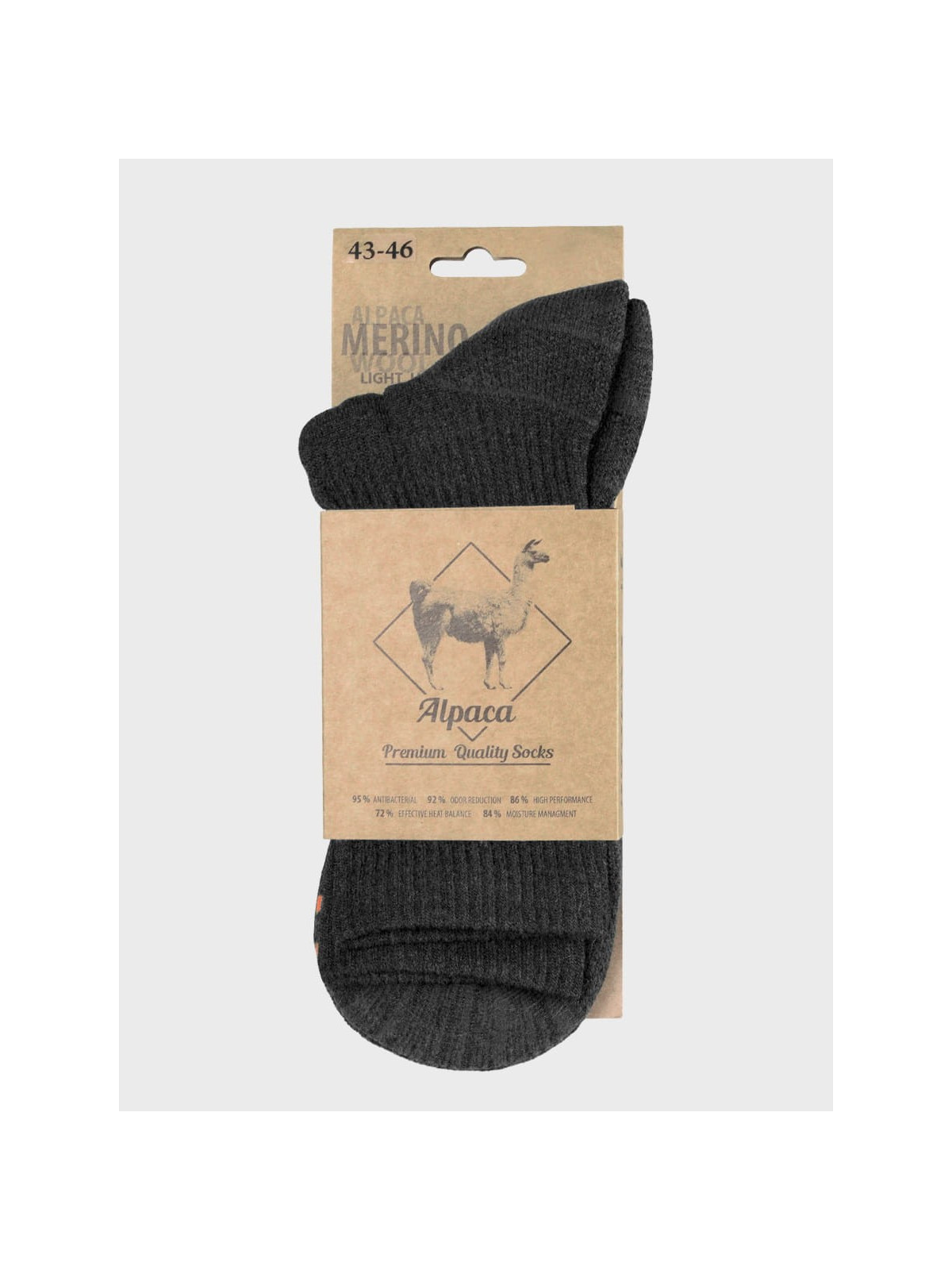 COMODO Skarpety LIGHT HIKER Wełna Merino + Alpaka Grafit 43-46