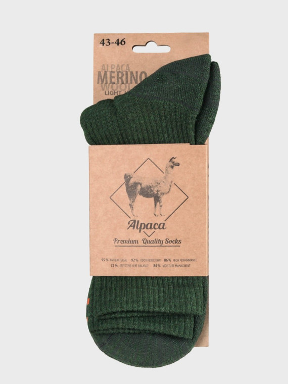 COMODO Skarpety LIGHT HIKER Wełna Merino + Alpaka khaki 43-46