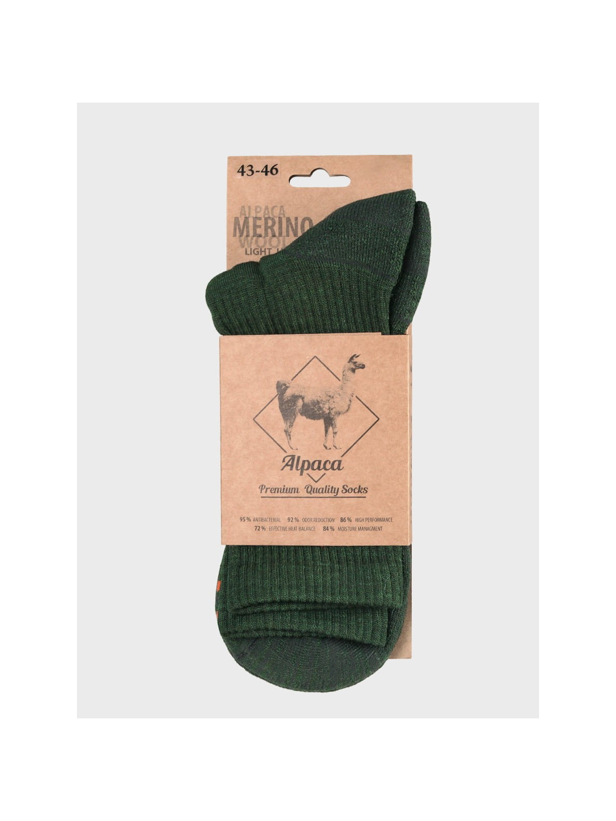 COMODO Skarpety LIGHT HIKER Wełna Merino + Alpaka khaki 43-46