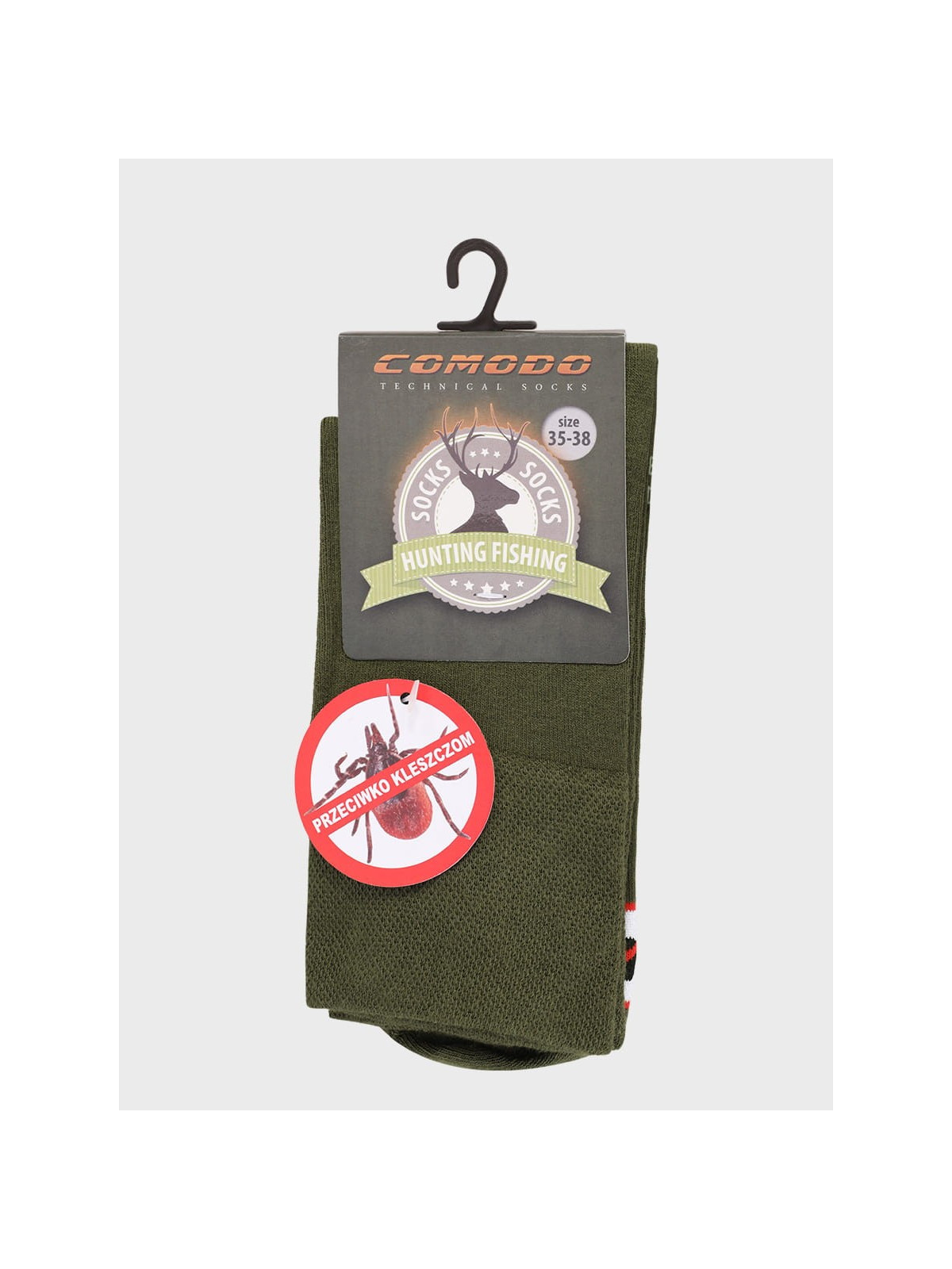 COMODO Skarpety myśliwskie trekkingowe Anty kleszczowe SMP2 khaki 43-46