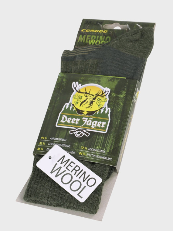 COMODO Skarpety letnie wysokie HUNTING wełna merino Khaki 35-38