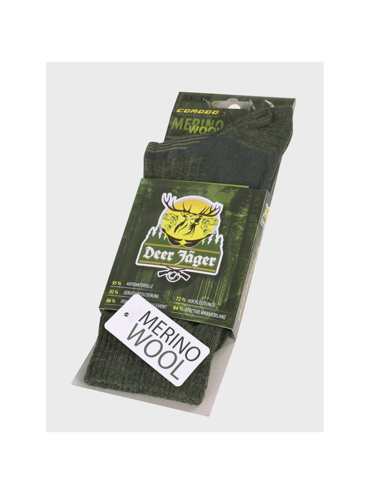 COMODO Skarpety letnie wysokie HUNTING wełna merino Khaki 35-38