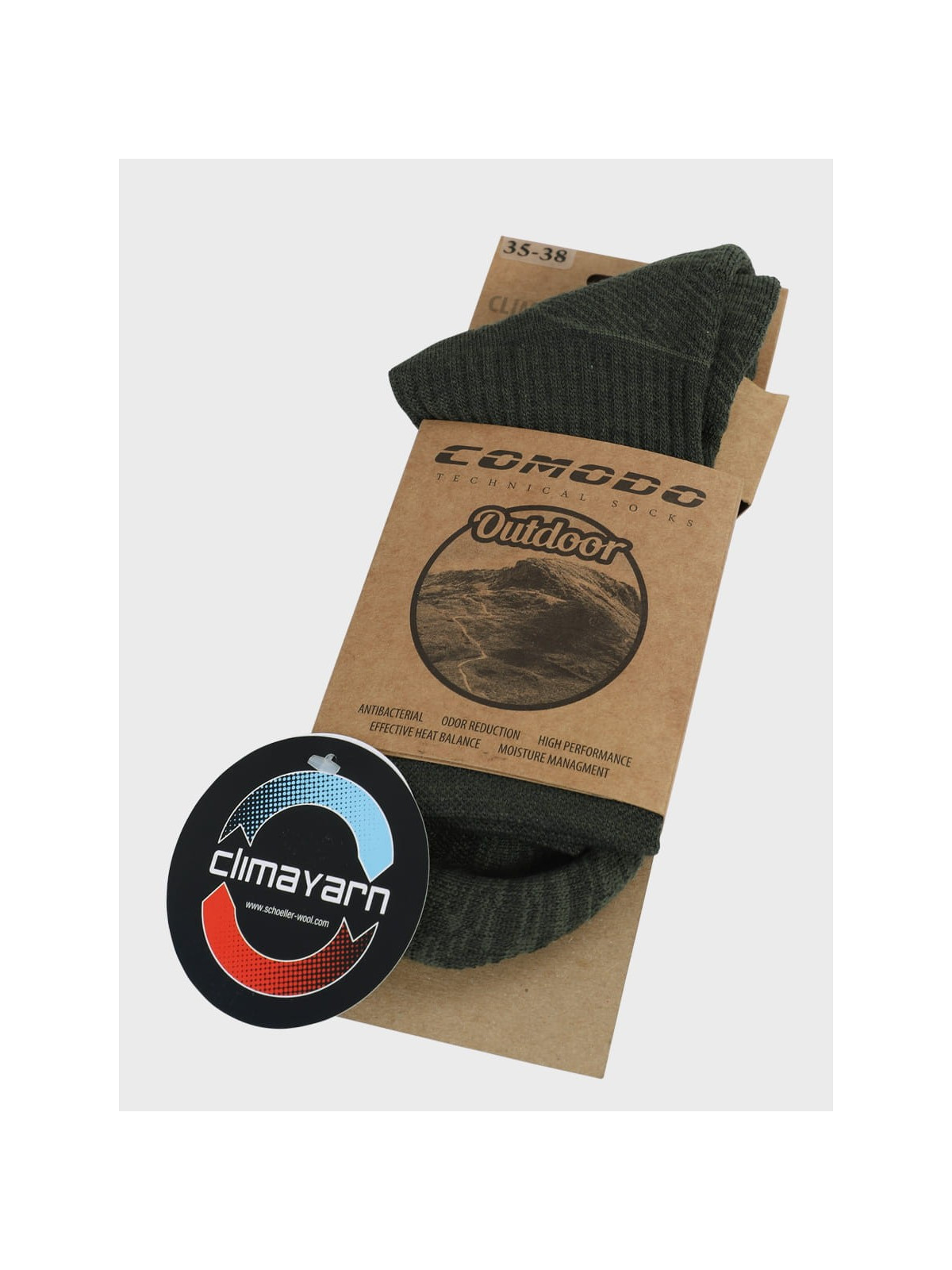 COMODO SKARPETY LETNIE TREKKINGOWE WOJSKOWE Performance MERINO khaki 43-46