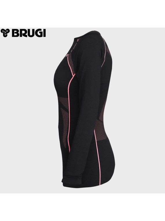 BRUGI BLUZA TERMOAKTYWNA 2RC3 RGZ DAMSKA CZARNO-RÓŻOWA L/XL