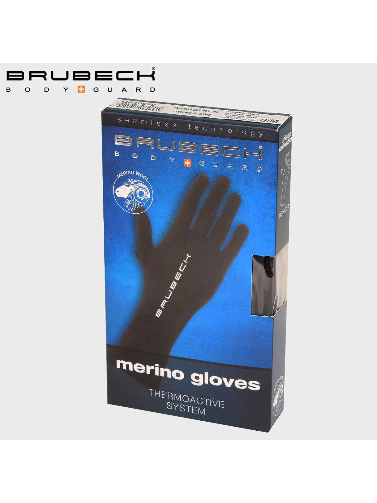 BRUBECK Rękawiczki TERMOAKTYWNE  Wełna MERINO CZARNE XXL