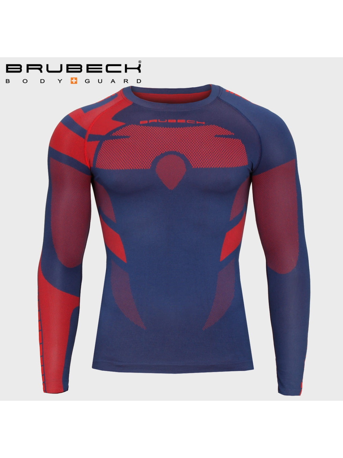 BRUBECK Bluza Termoaktywna Męska DRY GRANATOWO-CZERWONA S