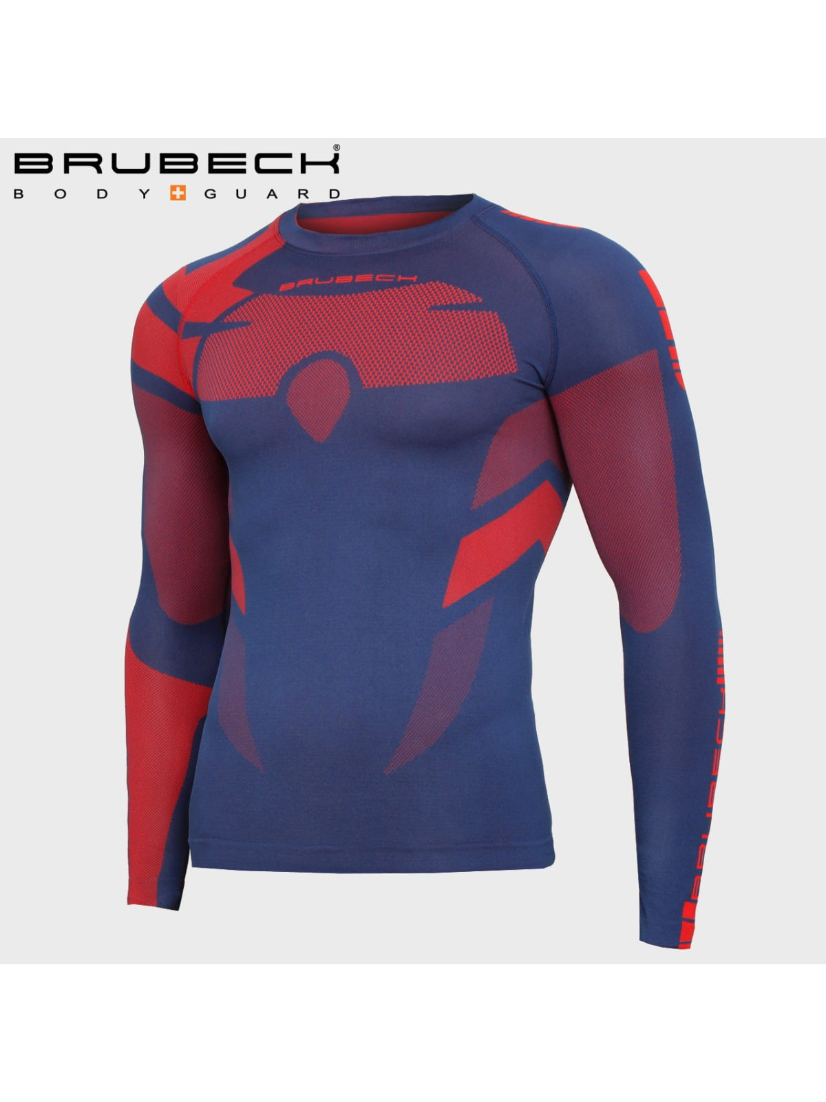 BRUBECK Bluza Termoaktywna Męska DRY GRANATOWO-CZERWONA S
