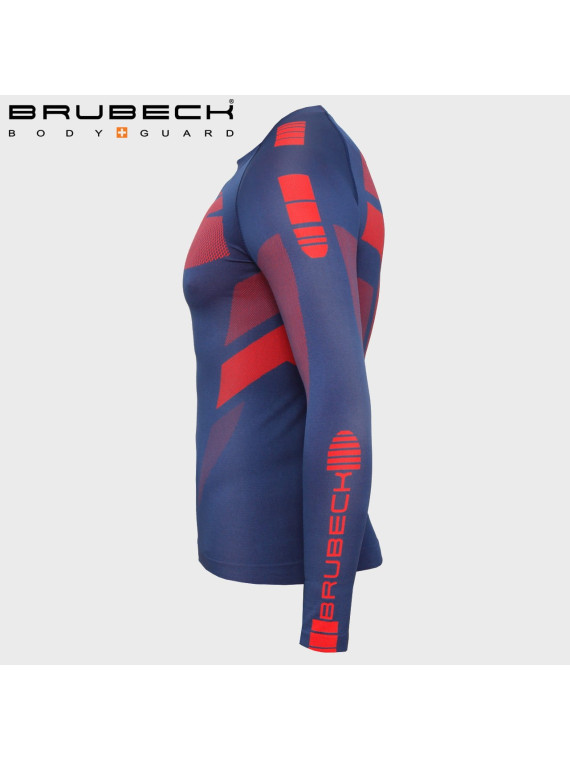 BRUBECK Bluza Termoaktywna Męska DRY GRANATOWO-CZERWONA S