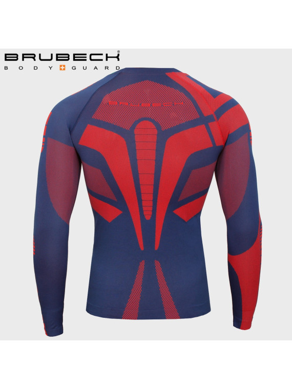 BRUBECK Bluza Termoaktywna Męska DRY GRANATOWO-CZERWONA S
