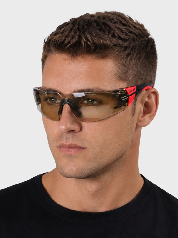 BOLLE Okulary Ochronne BHP RUSH+ 2.0 Copper strzeleckie przydymione szkła czarno-czerwone