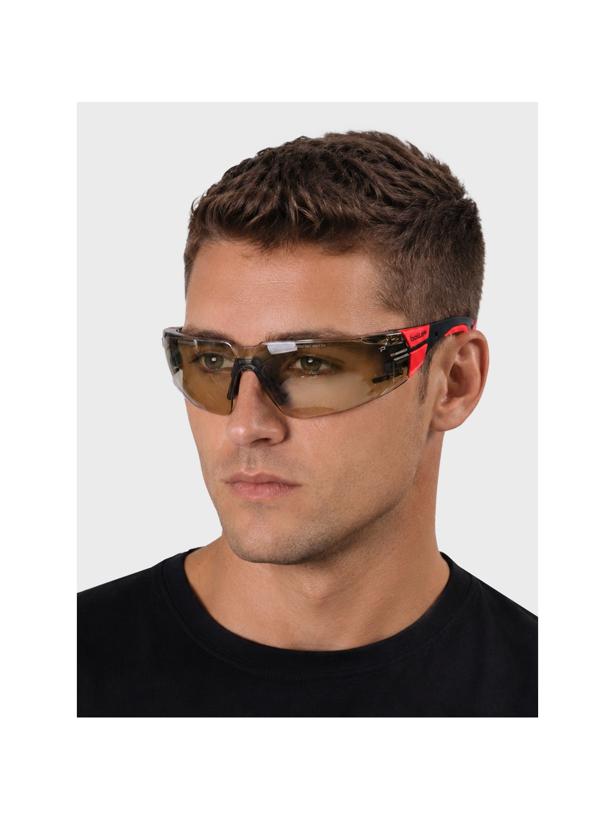 BOLLE Okulary Ochronne BHP RUSH+ 2.0 Copper strzeleckie przydymione szkła czarno-czerwone