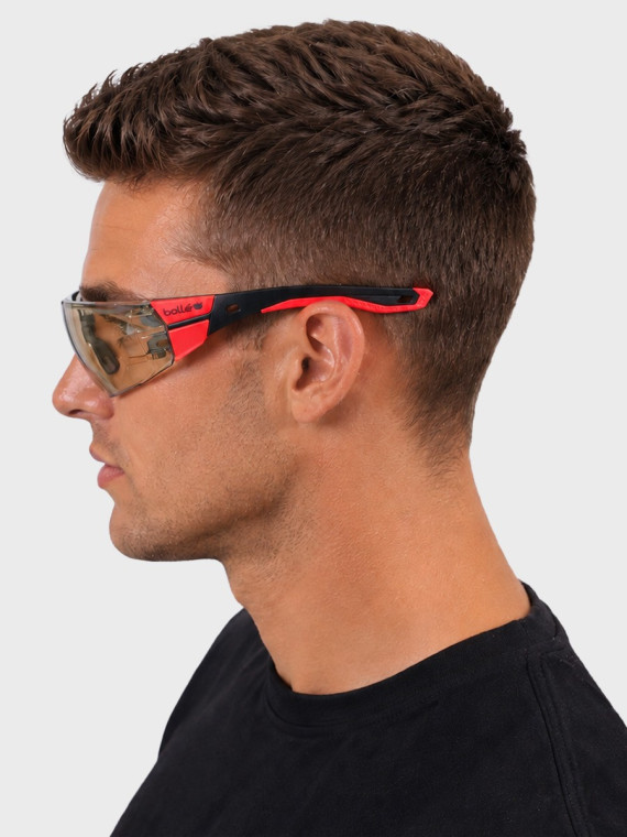 BOLLE Okulary Ochronne BHP RUSH+ 2.0 Copper strzeleckie przydymione szkła czarno-czerwone