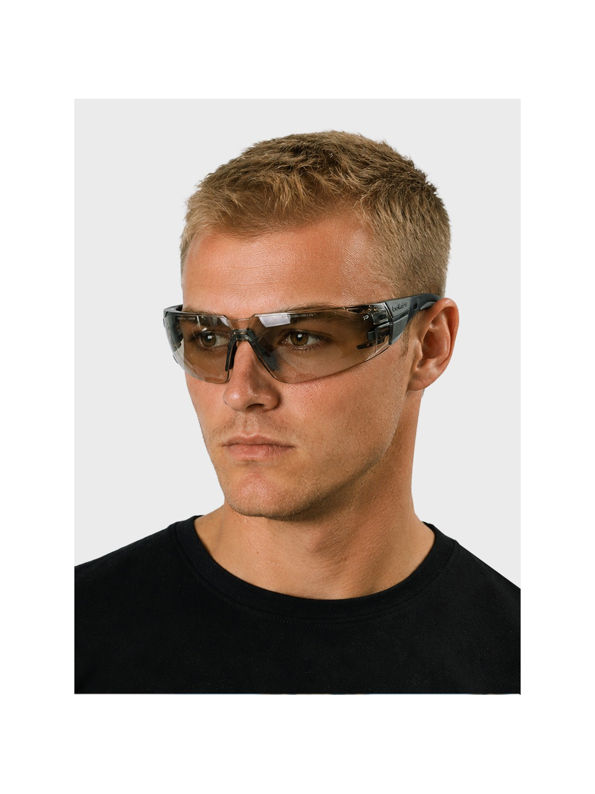 BOLLE Okulary Ochronne BHP RUSH+ 2.0 Copper strzeleckie przydymione szkła czarno-szare