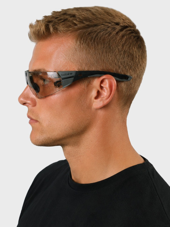 BOLLE Okulary Ochronne BHP RUSH+ 2.0 Copper strzeleckie przydymione szkła czarno-szare